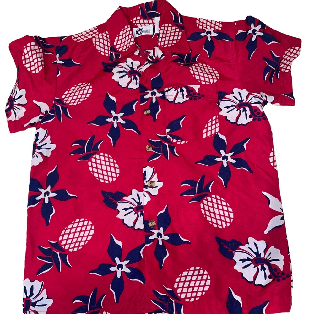 The Original Arizona Jean Company Boys Button Up Short Sleeve Hawaiian Shirt M